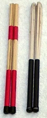 rute: a beater for drums, consisting of a bundle of thin sticks, typically made of wood, sometimes bound...
