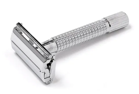 safety razor: a razor, designed for safety, that protects the skin from all but the very edge of the blade