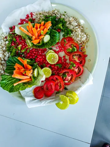 salad: a food consisting principally of raw vegetables (especially greens, e.g. lettuce), other savoury...