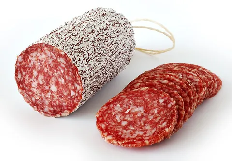 salami: a large cured meat sausage of Italian origin, served in slices