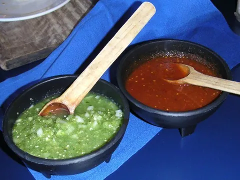 salsa: a spicy tomato sauce of Mexican origin, often including onions and hot peppers