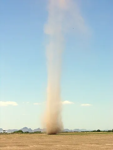 sand pillar: a whirling, columnar vortex of sand occasionally seen in desert regions