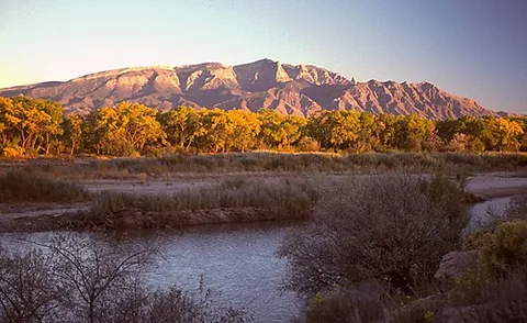 sandia mountains: a mountain range east of the city of Albuquerque, New Mexico, in the southwestern United States