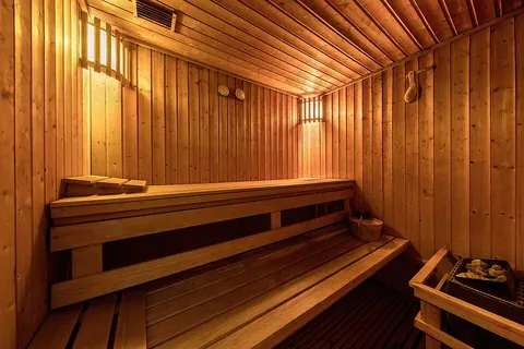 sauna: a room or a house designed for heat sessions