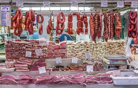 sausage: a food made of ground meat (or meat substitute) and seasoning, packed in a section of the animal's...