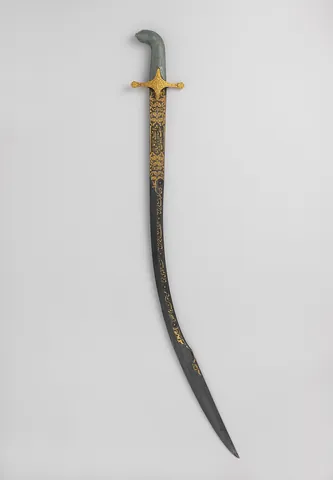 scimitar: a sword of Persian origin that features a curved blade