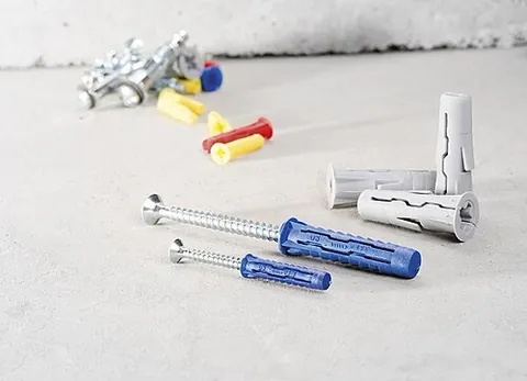 screw anchor: a fixing that allows screws to be fitted into masonry walls; called a wall plug in UK English