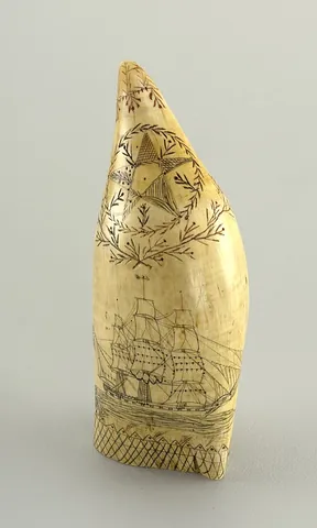 scrimshaw: to create (a small ornamental handicraft also called a scrimshaw) by carving or engraving on bone...