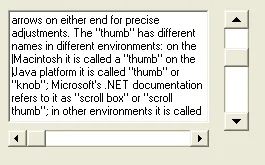 scroll bar: a graphical widget in the form of a horizontal or vertical bar, on the edges of a personal computer...