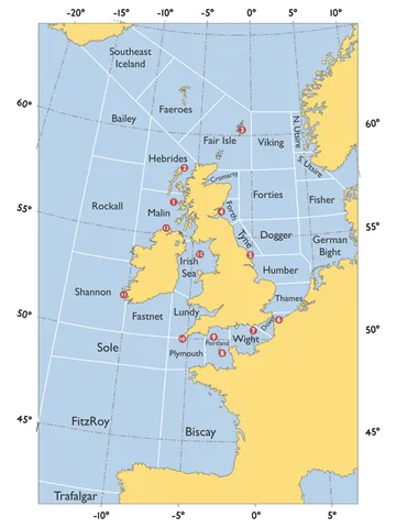 sea area: any of the 31 areas of sea, surrounding the British Isles, that are used in the Shipping Forecast