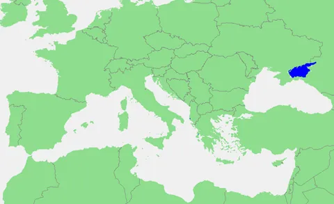 sea of azov: a very shallow sea bounded by Russia, Ukraine, and the Crimean peninsula, linked to the Black Sea...