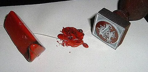 sealing wax: wax formerly melted onto a letter to seal it; the picture of the sender's seal was often pressed...