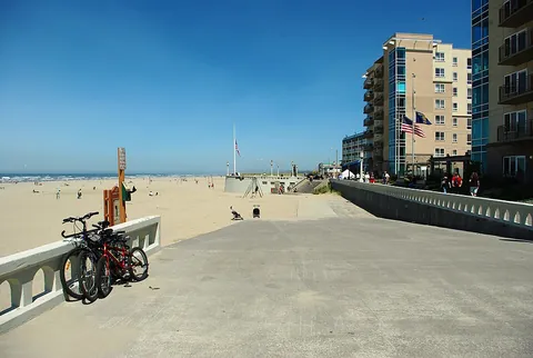 seaside: the area by and around the sea; including the beach, promenade or cliffs