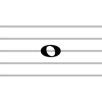 semibreve: a musical note four beats long in 4/4 time; a whole note (US)