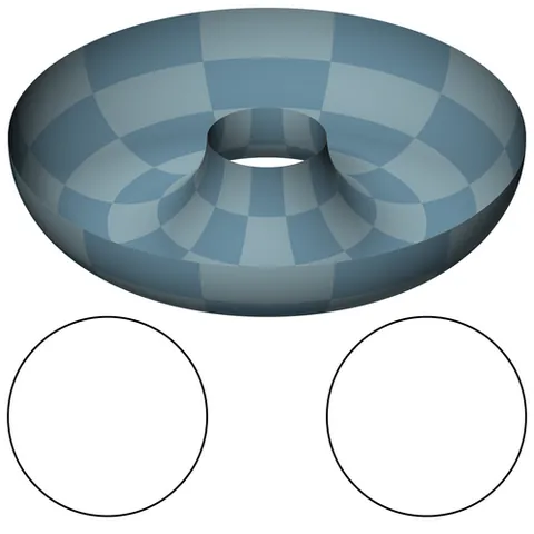 semitorus: half of a torus; a shape formed by rotating a semicircle around a point