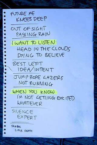 setlist: a list of the songs to be played by a particular band or musical act for a particular show or tour