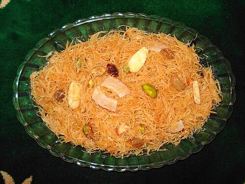 sevai: a kind of vermicelli made of wheat-flour and boiled in milk and sugar, popular in Northern India