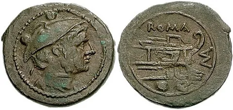 sextans: a Roman coin worth one sixth of an as