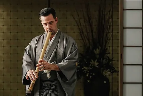 shakuhachi: a Japanese flute which is tuned to a pentatonic scale and is end-blown like a recorder instead of...