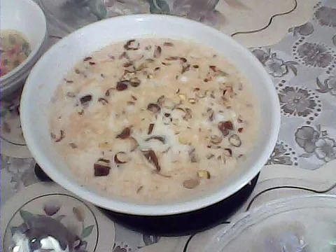 sheer khurma: a vermicelli pudding traditionally prepared by South Asian and Central Asian Muslims on Eid