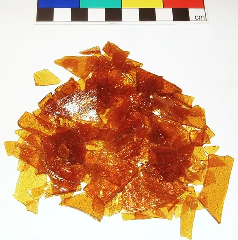 shellac: a processed secretion of the lac insect, Coccus lacca; used in polishes, varnishes etc