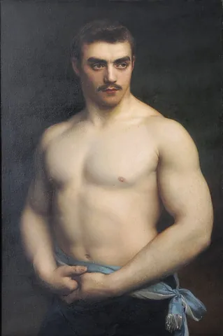 shirtless: without a shirt