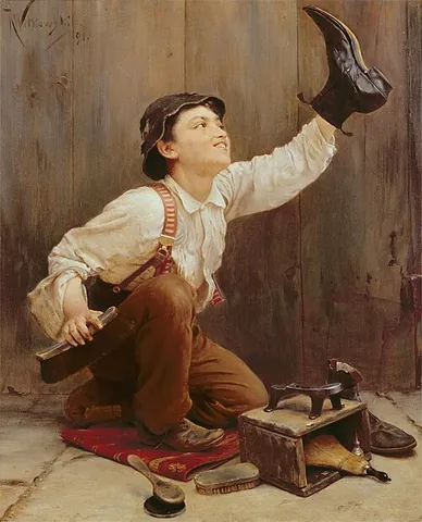shoeshine: the act of polishing shoes