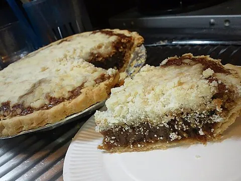 shoofly pie: a fluffy pie made from molasses with a crumb cake top, traditional among the Pennsylvania Dutch