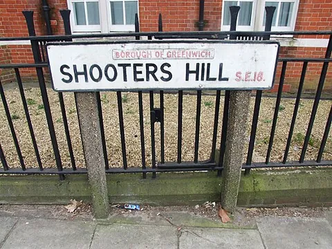 shooters hill: a suburb, ward and named road in the borough of Greenwich, Greater London, England (OS grid ref...