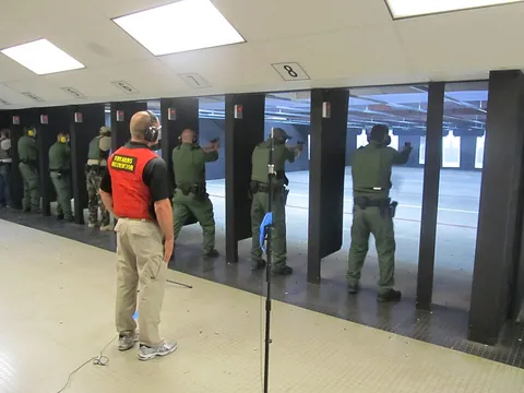 shooting range: a facility designed for firearms practice