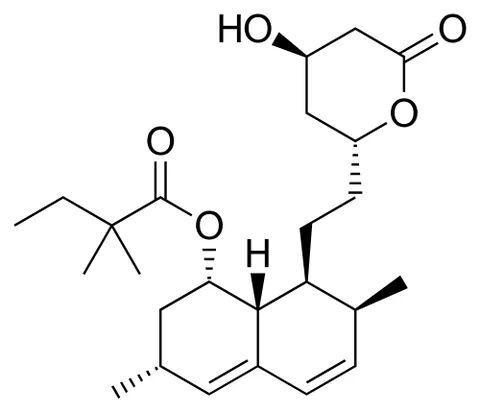 simvastatin: a semisynthetic drug C₂₅H₃₈O₅ that decreases the level of cholesterol in the bloodstream and is...