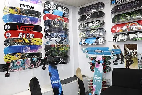 skateshop: a shop that sells skateboarding equipment