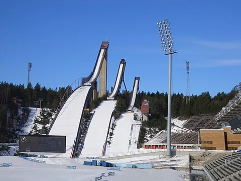 ski jump: the ramp used in the sport of ski jumping