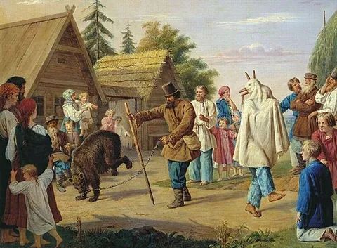 skomorokh: a medieval East Slavic actor or harlequin