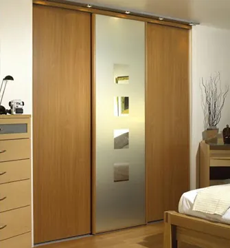 sliding door: a door that opens and closes by sliding to the side; sometimes one of a pair