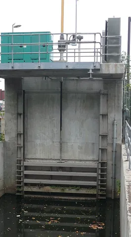 sluice: an artificial passage for water, fitted with a valve or gate, for example in a canal lock or a mill...