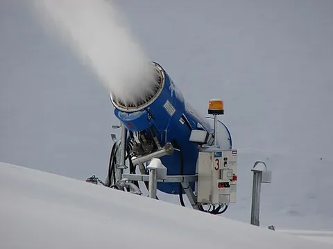snowgun: a cannon that uses pressurized air and water to create snow, used for example to supplement the...