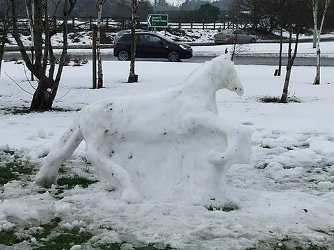 snowhorse: a visual representation of a horse made from snow