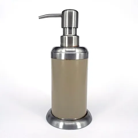 soap dispenser: a simple device, often wall-mounted, that dispenses liquid soap when the user presses on it, or in...