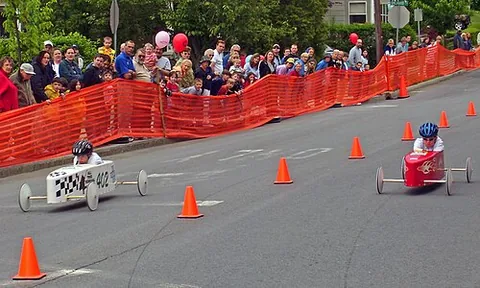 soapbox car: a vehicle without a motor, often made from wood or other common household materials