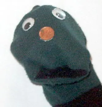 sock puppet: a puppet made from a sock placed over a hand