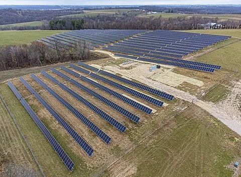 solar farm: a large-scale grid-connected photovoltaic power system (PV system), using many solar panels and...