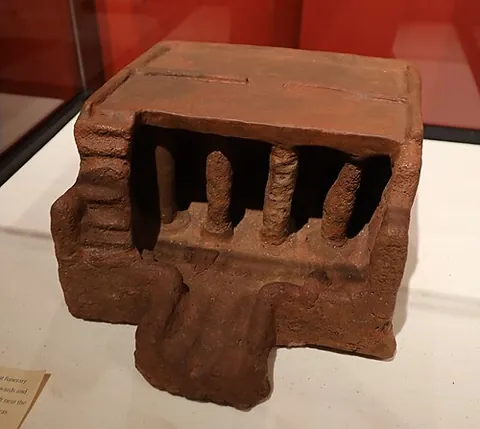 soul house: a tray for holding offerings in certain ancient Egyptian tombs, often moulded to include a model of...