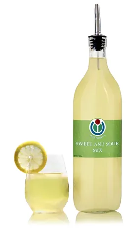 sour mix: a drink used in many cocktails, made with lemon juice, lime juice, and simple syrup