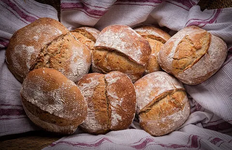 sourdough: a type of bread dough leavened with yeast and lactobacilli that produce acids giving a sour taste