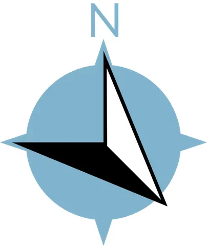southeast: the intercardinal compass point halfway between east and south; specifically at a bearing of 135°