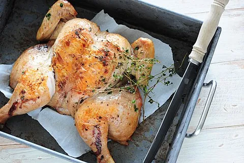 spatchcock: poultry which has been cut along the spine and spread out for more even cooking