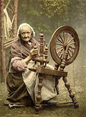 spinning wheel: a domestic device for making yarn or thread; having a single spindle and a wheel driven by hand or...