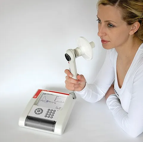 spirometer: an instrument for measuring the air capacity of the lungs