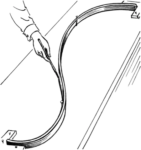 spline: a long, thin piece of metal or wood